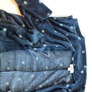 LuLaRoe Polka Dot Sarah Cardigan, Blue &Gray small